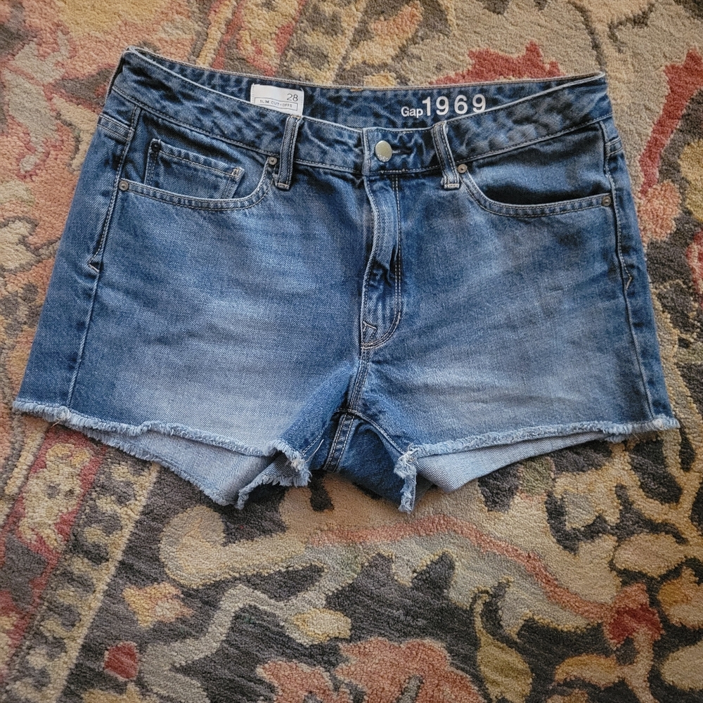 Gap Blue Frayed Hem Denim Short